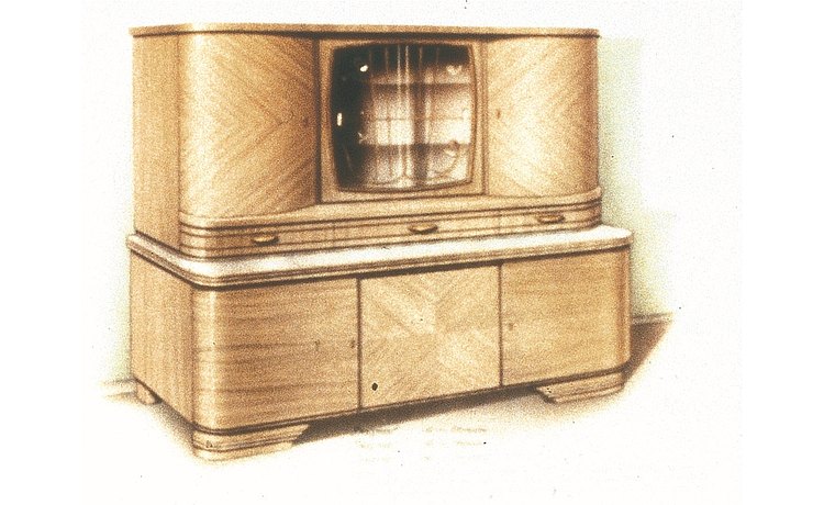 1951 : Le premier produit bulthaup - un buffet de cuisine massif avec coins arrondis